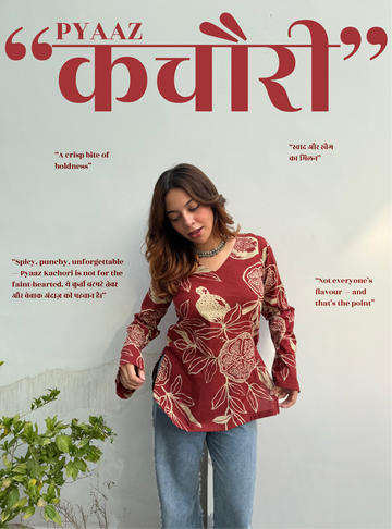 Pyaaz Kachori Bell Sleeves Kurti by Evara