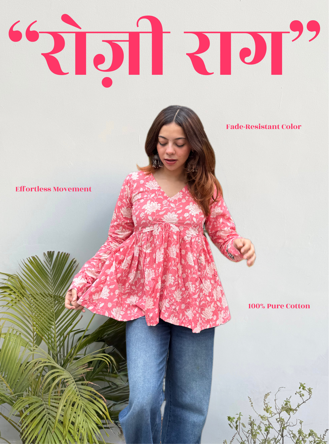 Rosy Raag Flared Kurti by Evara