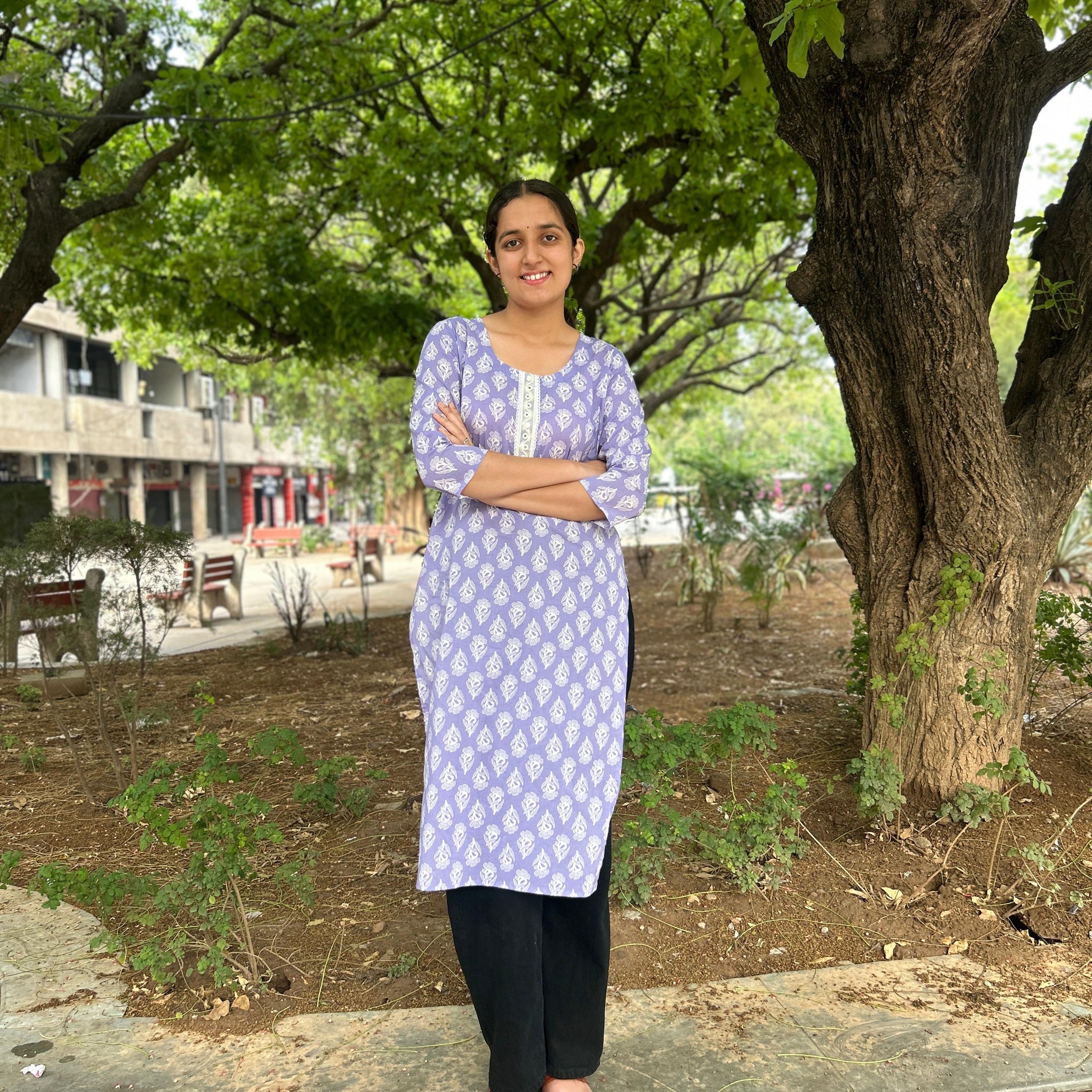 Lavender Bloom Straight Kurti