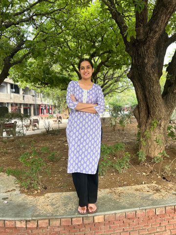 Lavender Bloom Straight Kurti