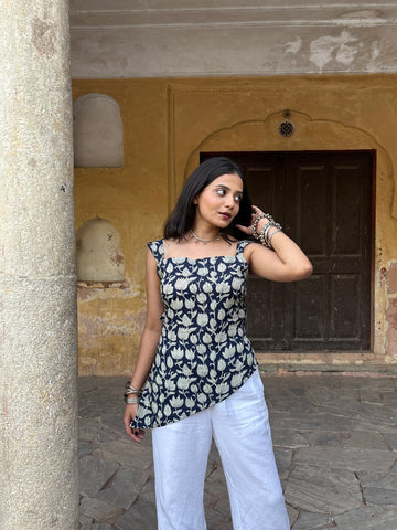 Ira Blue Side Cut Kurti
