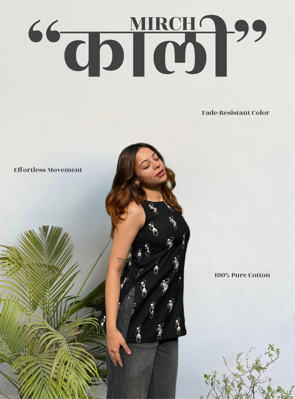 Kali Mirch Boat Neck Short Kurti by Evara