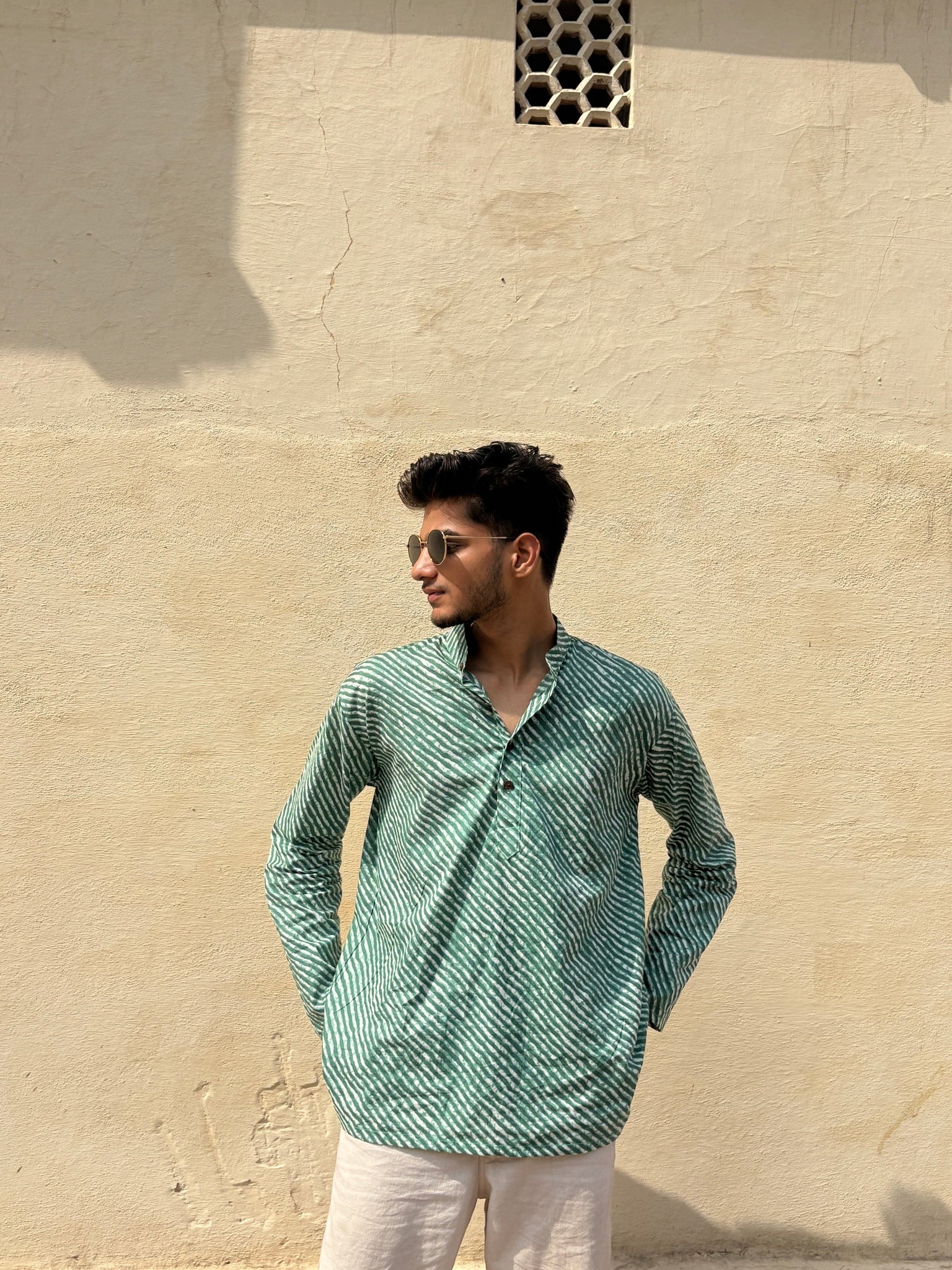 Leher Kurta - The Dhaaris Edition Light Green Print
