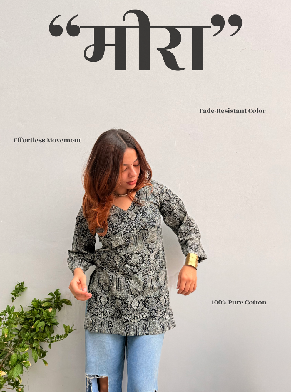 Meera - 3/4th Bell Sleeves Kurti by Evara
