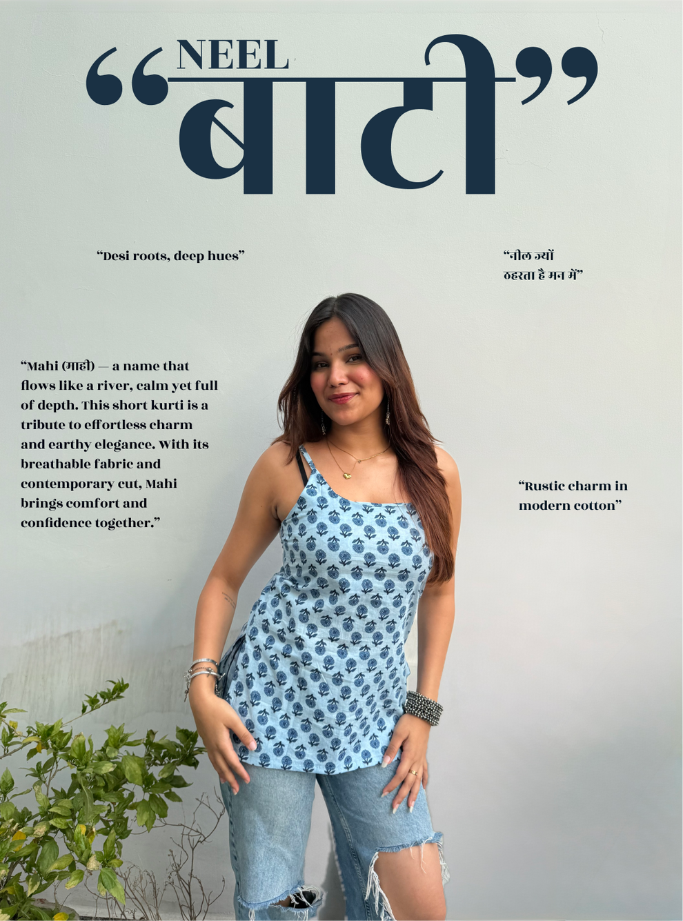 Neel Bati Short Kurti by Evara