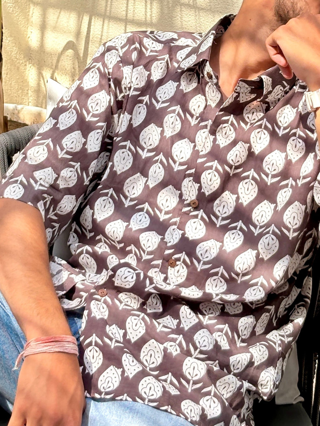 The Banjaara Brown and White oversize Shirt
